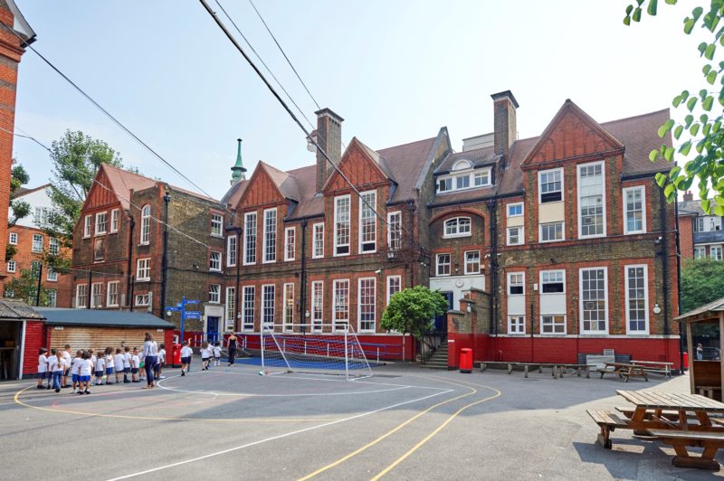 Millbank Academy building and playground.