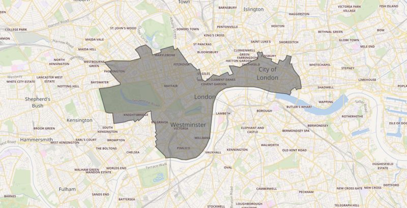 Map of Cities of London & Westminster area